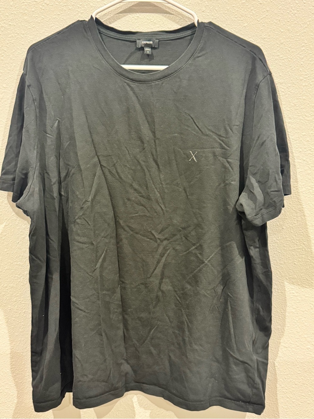 Express Men’s Black Crew Neck Tee with Subtle X Logo